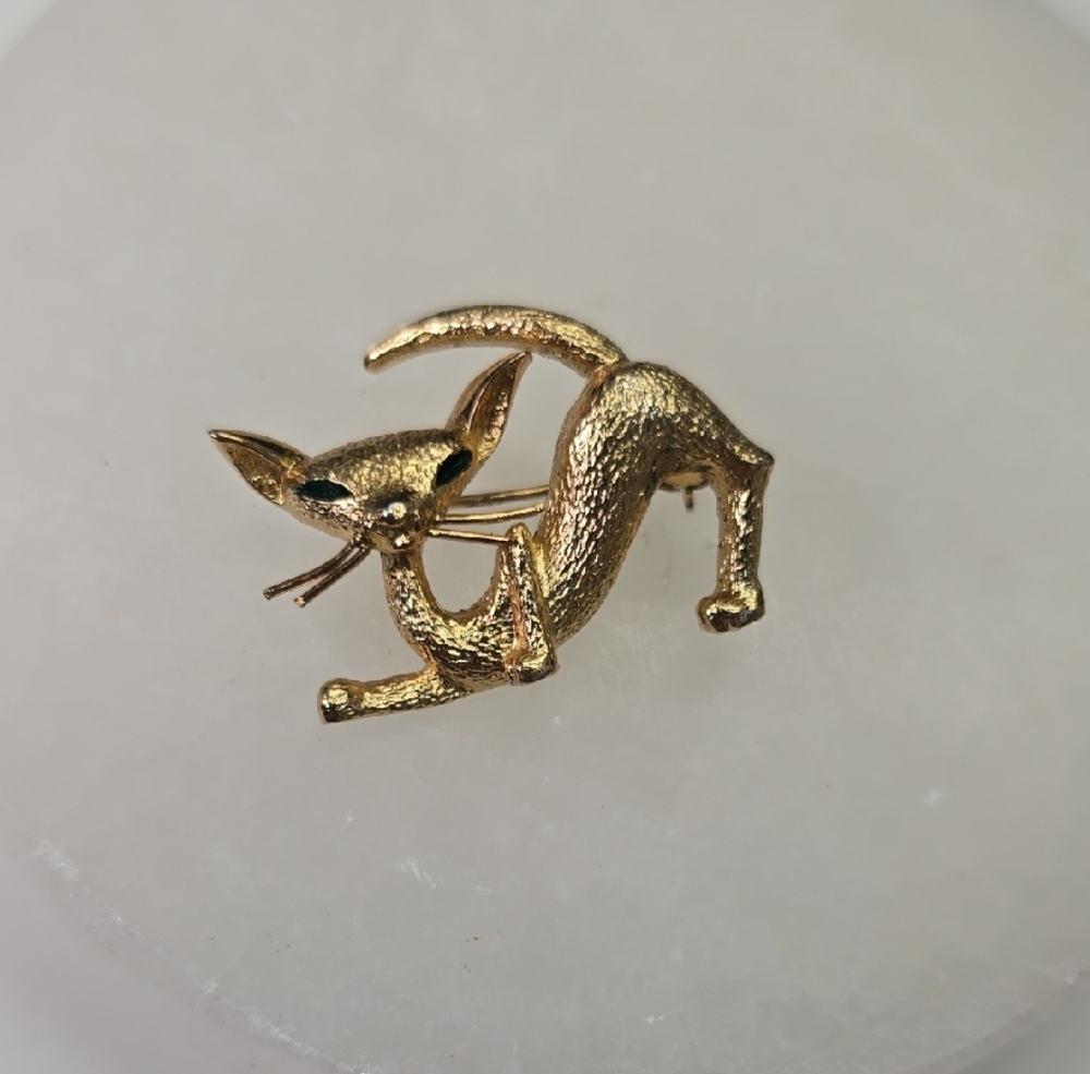 MCM Boucher Gold Siamese Cat Brooch